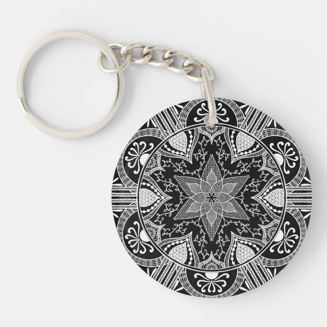 Raven Mandala Schlüsselanhänger (Vorderseite)