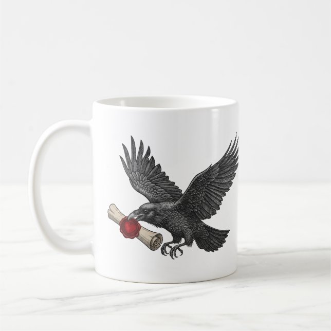 Raven messenger Dark Macabre Art Gothic Love Kaffeetasse (Links)