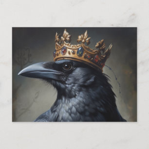 raven mit einer Krone Postkarte