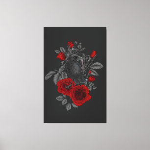 Raven mit Schlüssel und Rose Leinwanddruck