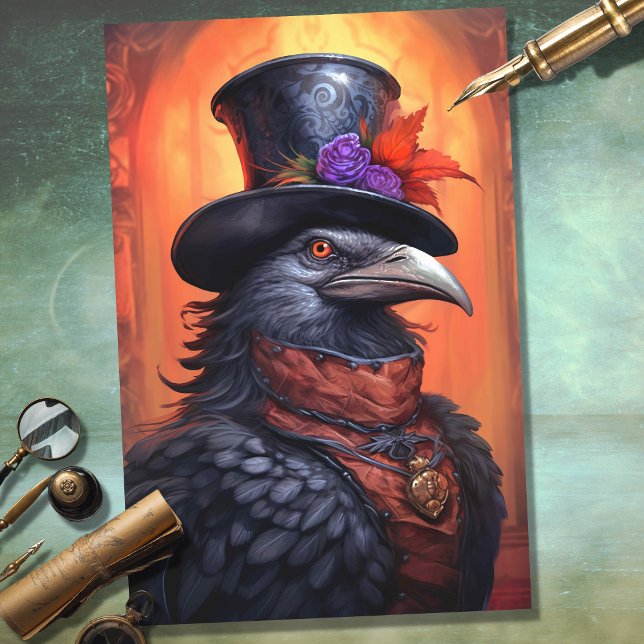 Raven mit Top Hat 2 Decoupage Paper Seidenpapier (Von Creator hochgeladen)