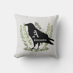 Raven Monogram Spirit Animal Eucalyptus Unisex Kissen