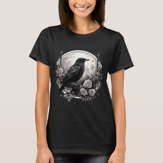 Raven & Moon & Blume Black & White Gothic Crow T-Shirt