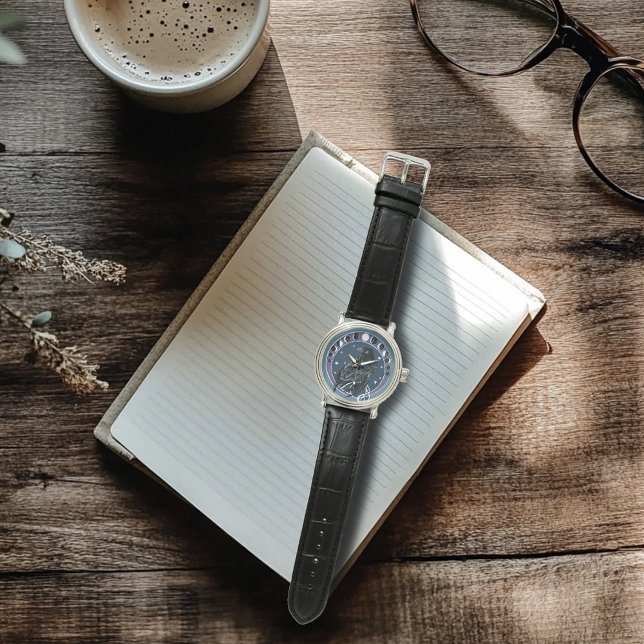 Raven Moon Phase Stars Blue Armbanduhr (Von Creator hochgeladen)
