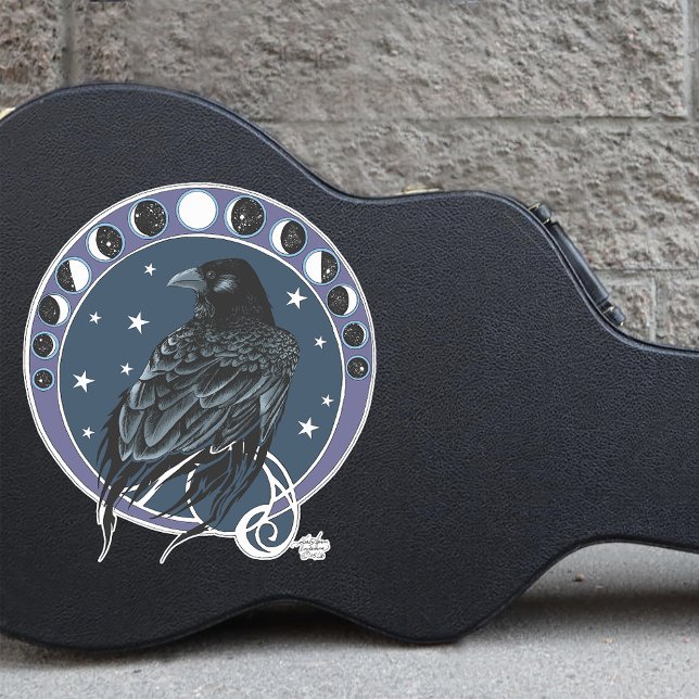 Raven Moon Phases Stars Blue Aufkleber (Von Creator hochgeladen)