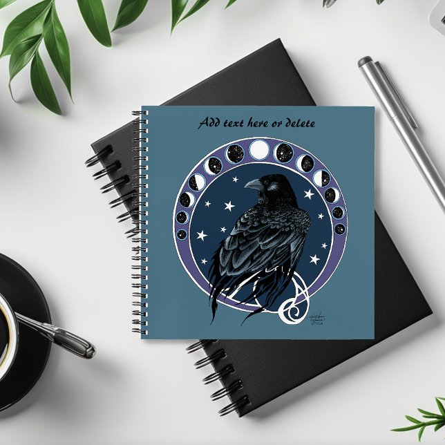 Raven Moon Phases Stars Blue Notizbuch (Von Creator hochgeladen)