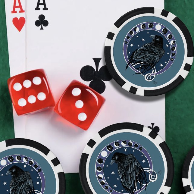 Raven Moon Phases Stars Blue Pokerchips (Von Creator hochgeladen)