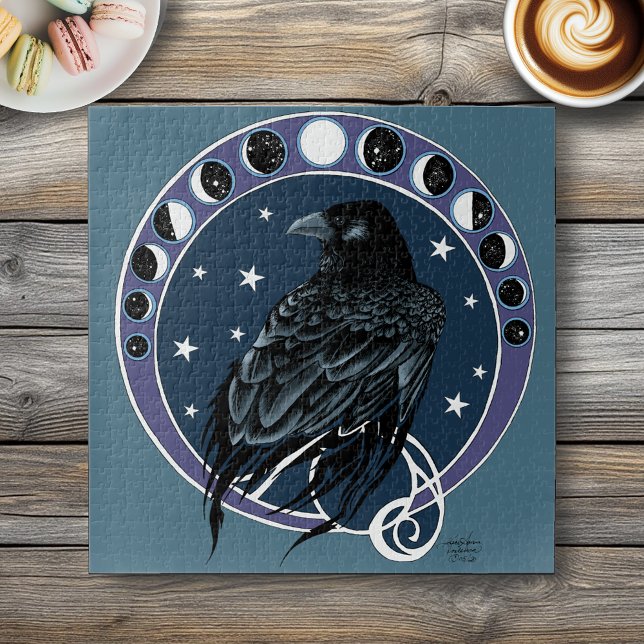 Raven Moon Phases Stars Blue Puzzle (Von Creator hochgeladen)