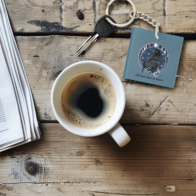 Raven Moon Phases Stars Blue Schlüsselanhänger (Von Creator hochgeladen)