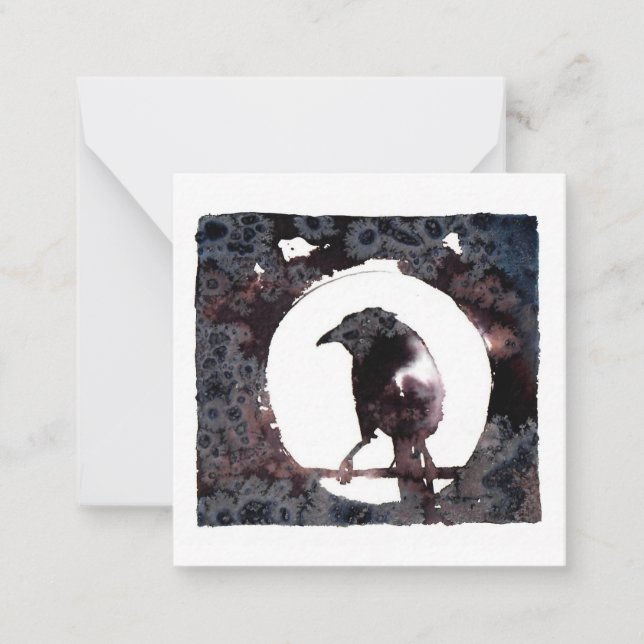 Raven Moon Postcard Style Notecard Mitteilungskarte (Vorderseite)