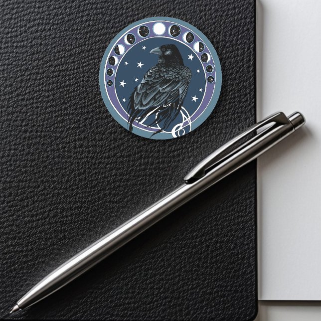 Raven Moon Runder Aufkleber (Von Creator hochgeladen)