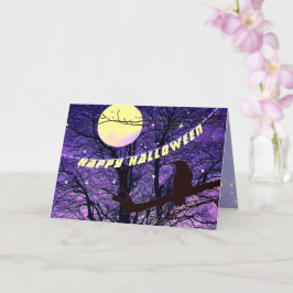 Raven, Moon, Sun, Sterne - Halloween Card Karte