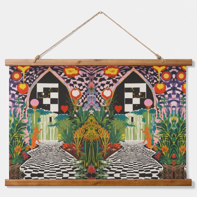 Raven & Moon Tapestry - Edgar Allan Poe Inspiriert Wandteppich Mit Holzrahmen (Vorne)