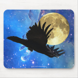 Raven, Moon und Weltraummousepad Mousepad