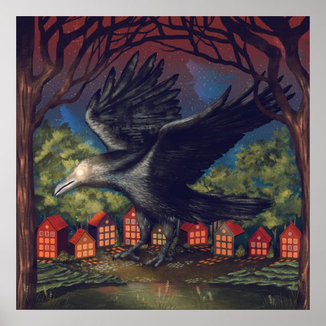 Raven Moonlight Hexen Halloween Nacht Poster (Vorne)