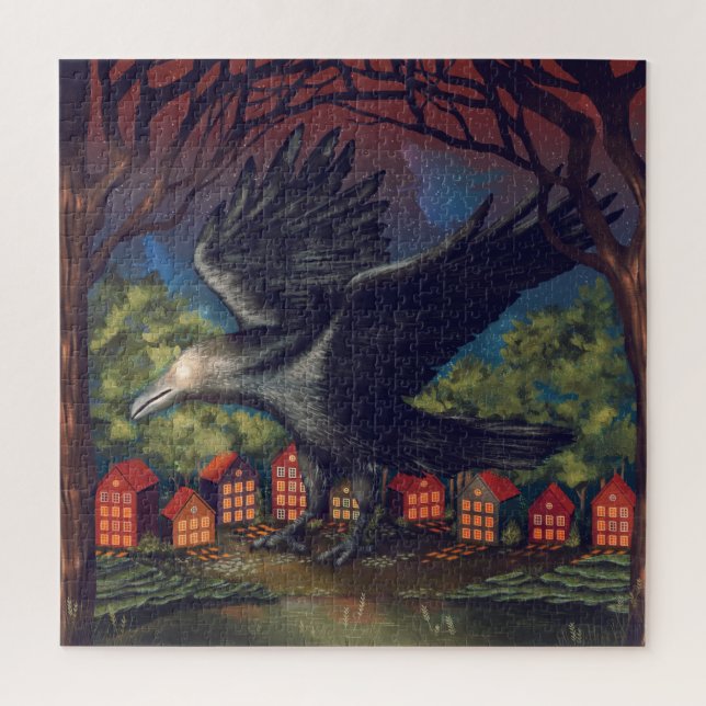 Raven Moonlight Hexen Halloween Nacht Puzzle (Vertikal)