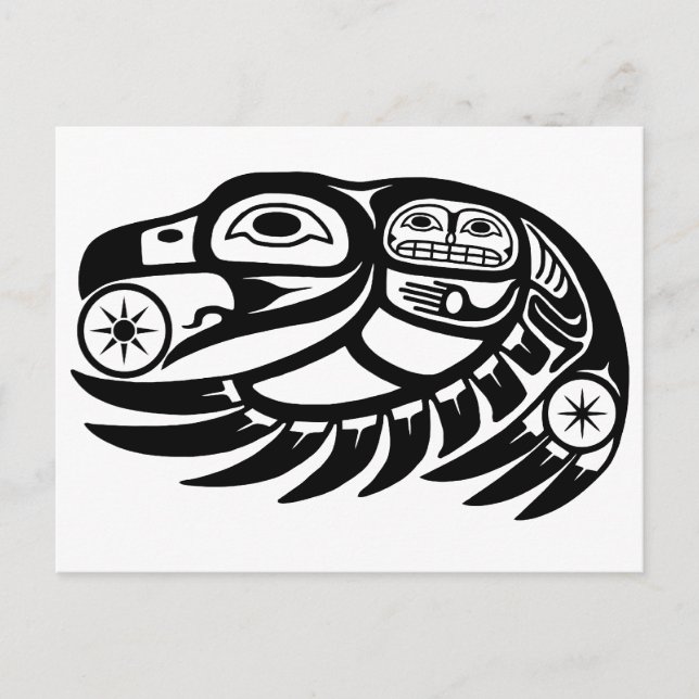 Raven Native American Design Postkarte (Vorderseite)