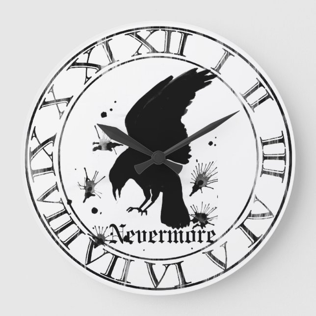 Raven Nevermore Große Wanduhr (Vorderseite)