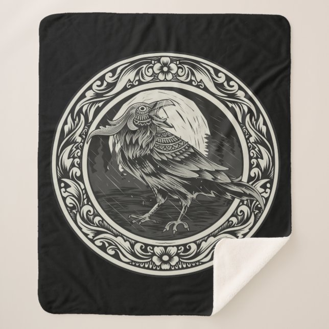 Raven Nord Black Bird Medallion Logo Art Sherpadecke (Vorderseite)