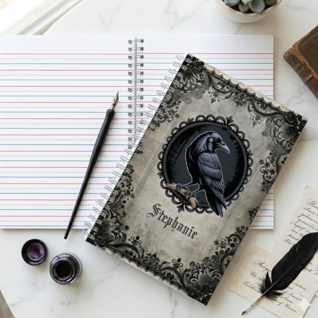 Raven Notebook – Gothic Dark Academia Gift Notizbuch (Gothic raven dark academia notebook)