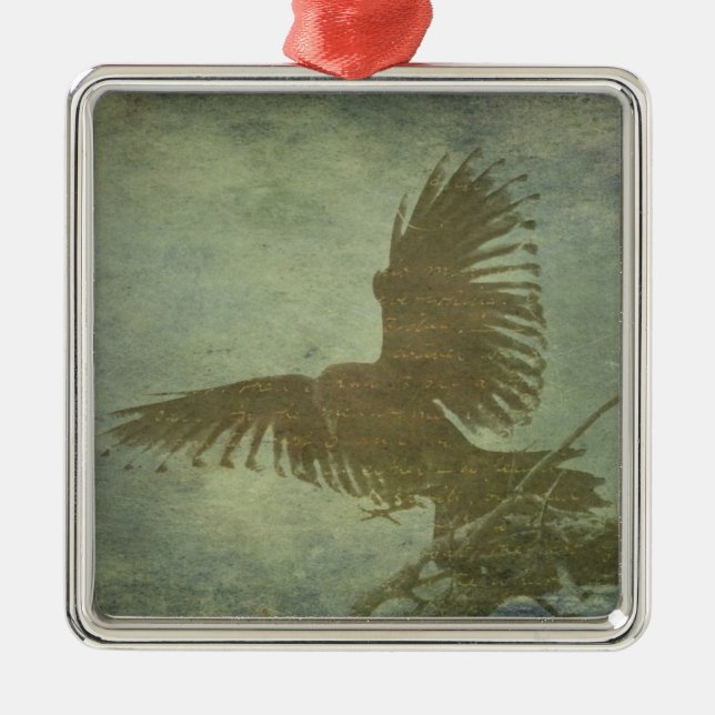 Raven of Poes Poesie Ornament Aus Metall (Vorne)