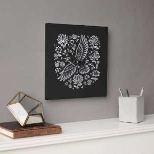 Raven of Transformation Quadratische Wanduhr