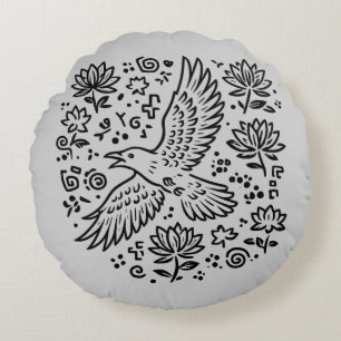 Raven of Transformation Rundes Kissen
