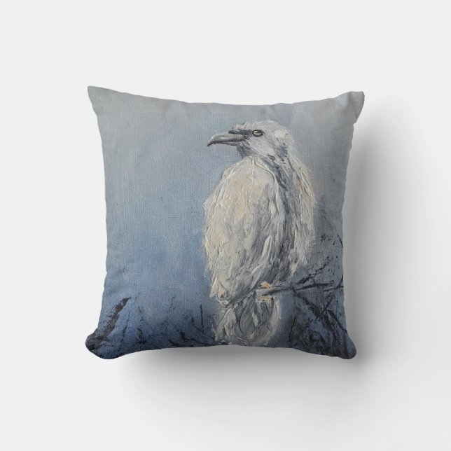 Raven Oil Painting Symbol Weisheit Mystery Meditat Kissen (Vorderseite)