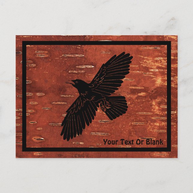 Raven on On Inner Birch Barke Postkarte (Vorderseite)