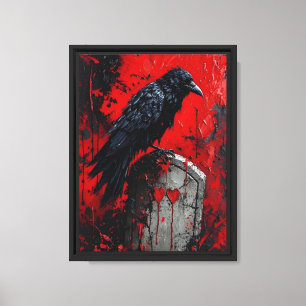 Raven on Red Gravestone Leinwanddruck
