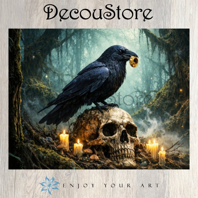 Raven on Skull in the Forest Decoupage Seidenpapier (Von Creator hochgeladen)