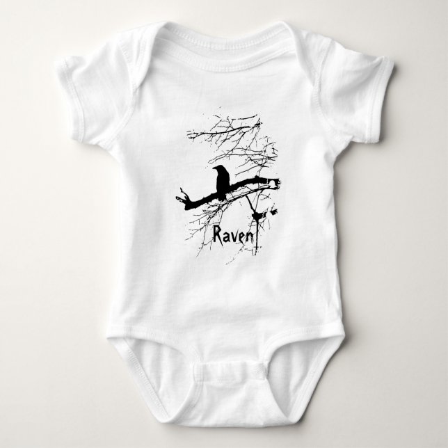 Raven on the Tree Baby Bodysuit Strampler (Vorderseite)