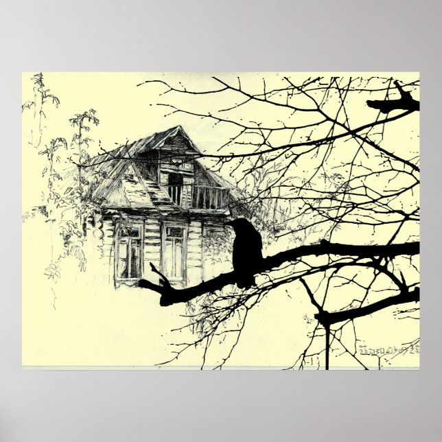 Raven on the Tree, House in Ruins Poster (Vorne)