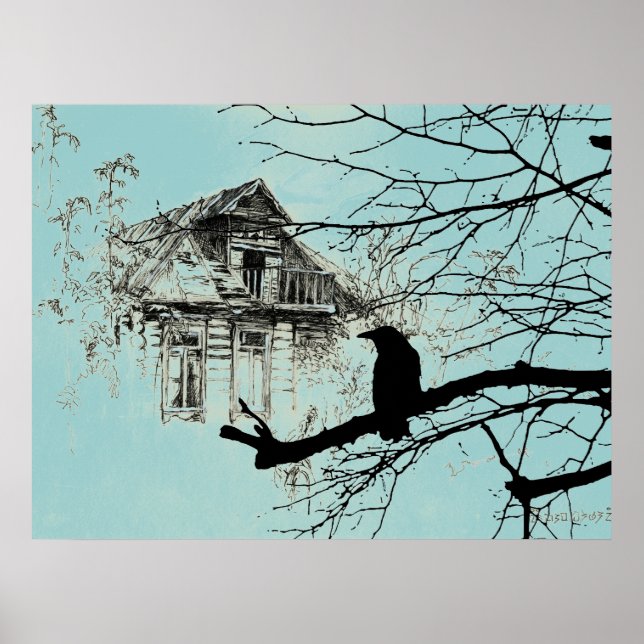 Raven on the Tree, House in Ruins Poster (Vorne)
