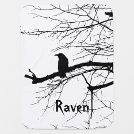 Raven on the Tree with Branches Baby Blanket Babydecke