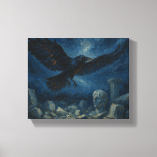 Raven Over Alcient Stones - Dark Fantasy Gothic Leinwanddruck