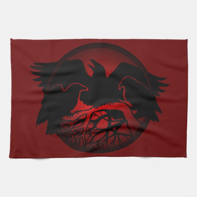 Raven Plate First Nations Raven Art im Dienste von Küchentuch (Horizontal)