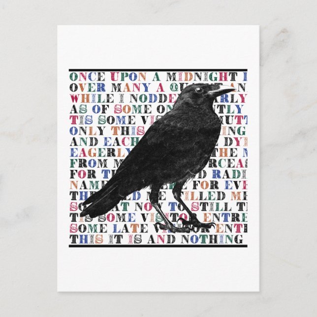 Raven Poem Edgar Allan Poe Postkarte (Vorderseite)