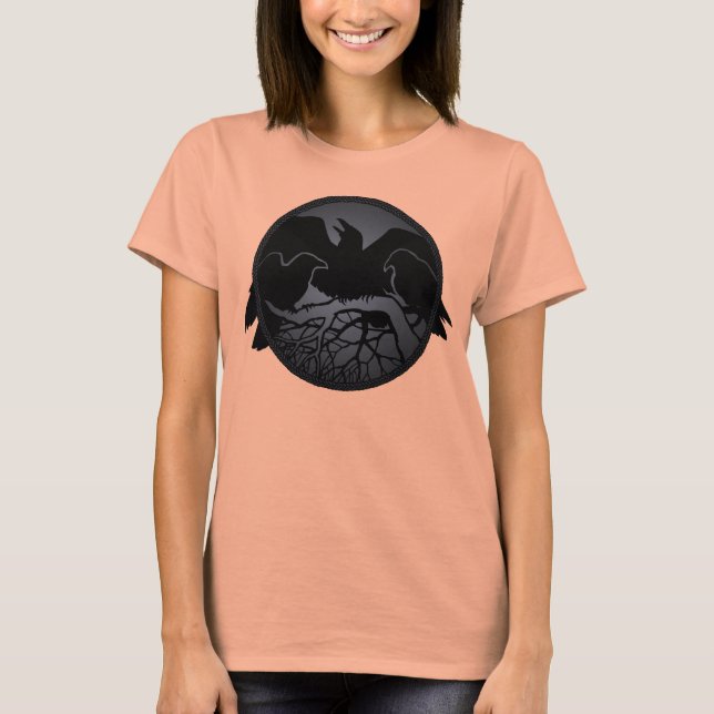 Raven Ringer Shirt Raven Women's Crow Art Shirts (Vorderseite)