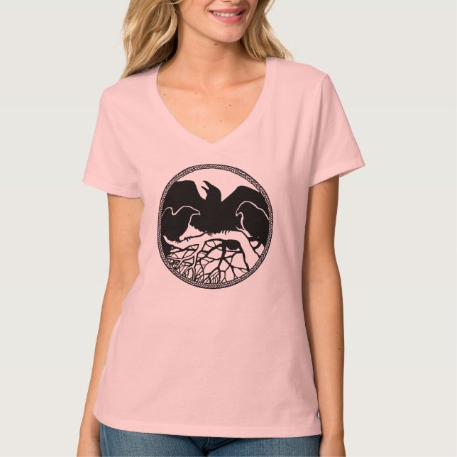 Raven Ringer Shirt Raven Women's Crow Art Shirts (Vorderseite)