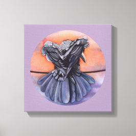 Raven Ruffling Feathers Rooding Crow Bird Art Leinwanddruck