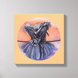 Raven Ruffling Feathers Rooding Crow Bird Art Leinwanddruck