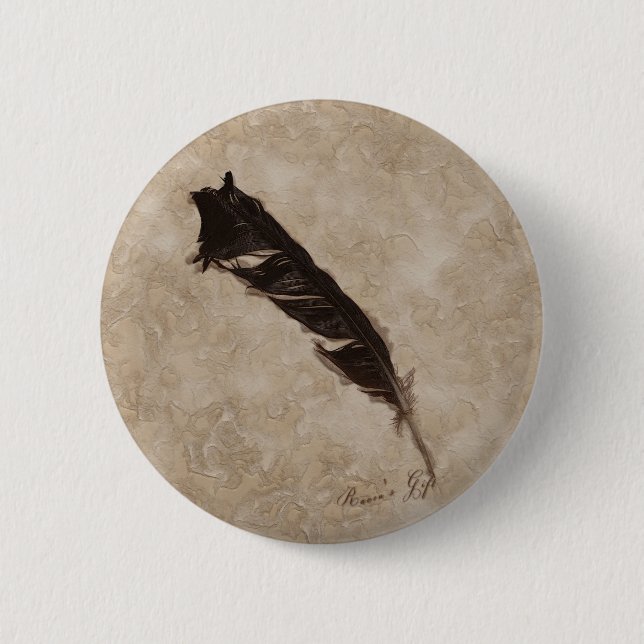Raven’s Feather Bird-lover Crow design Button (Vorderseite)