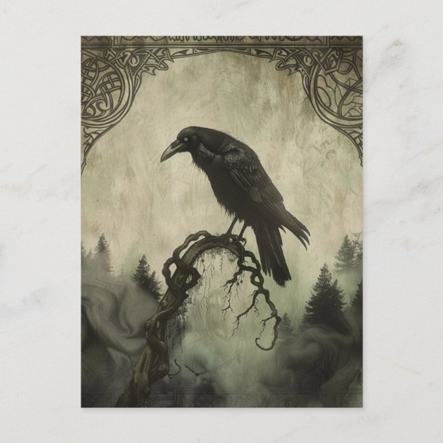 Raven Samhain Halloween Grußkarte Feiertagspostkarte (Vorderseite)
