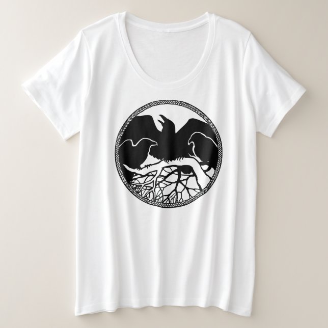 Raven Shirt Plus Size Lady's Raven Art T - Shirt (Design vorne)