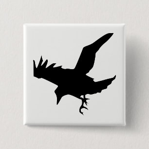 Raven Silhouette Button