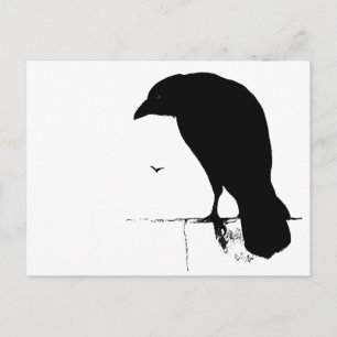 Raven Silhouette - Vintage Goth Ravens & Crows Postkarte