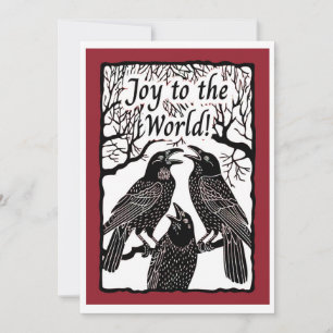 Raven Sing Joy to the World Feiertagskarte