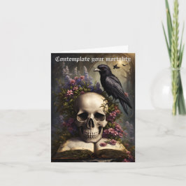 Raven Skull Buch und Blume Gothday Karte