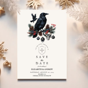 Raven Skull Gothic Holiday Wedding Save The Date